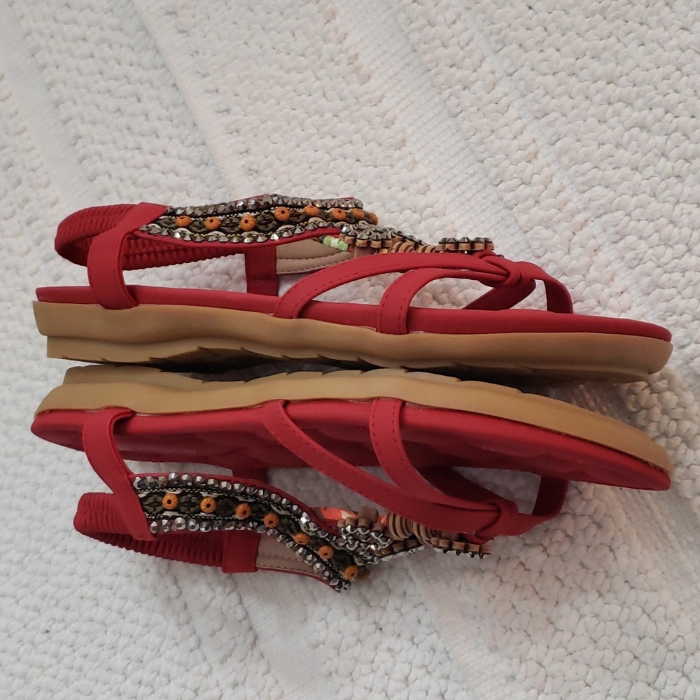 ALICEGANA BOHEMIAN SANDALS W/ ELASTIC ANKLE STRAPS - Picture 5 of 16